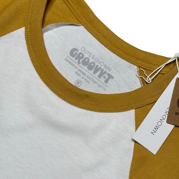 Outerknown Groovy Baseball Tee Men's Medium Sustainable 100% Bronze Cotton - Picture 5 of 9